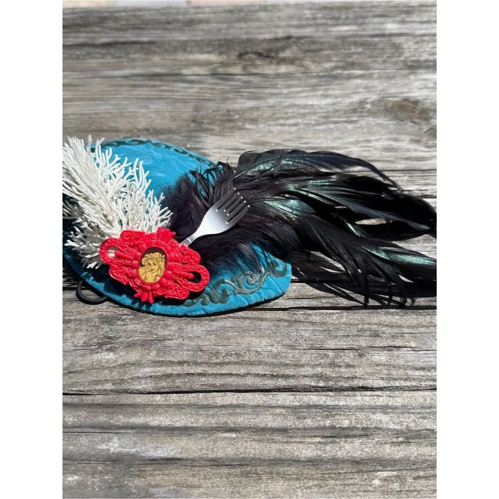 Turquoise Feathered Hairpiece with Red Medallion Disney The Little Mermaid